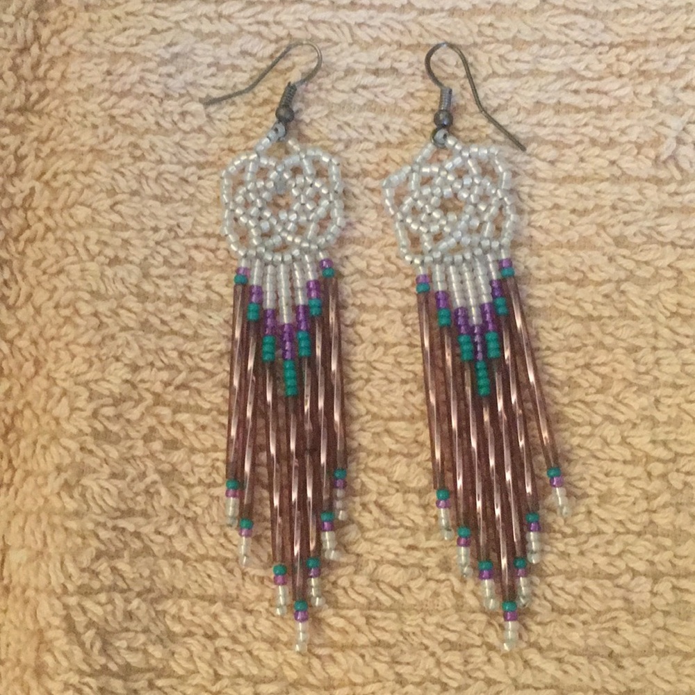 Dream catcher bead earrings